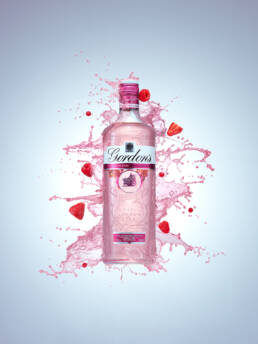 Gordon's premium pink distilled gin with splashes and ingredients