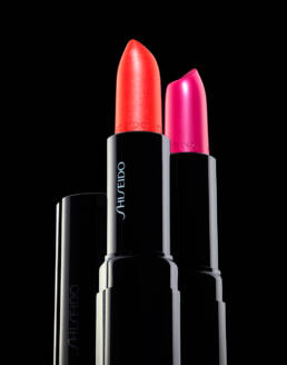 Shiseido Ginza Tokyo black graphic lipsticks on black background